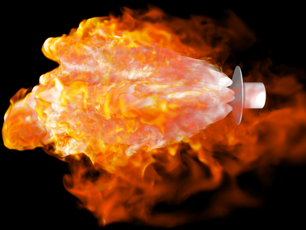 Snapshot of total temperature distribution at supersonic speed of Mach 2.4.